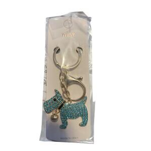CUTE BLUE DOG WITH SPARKLES ON KEYCHAIN